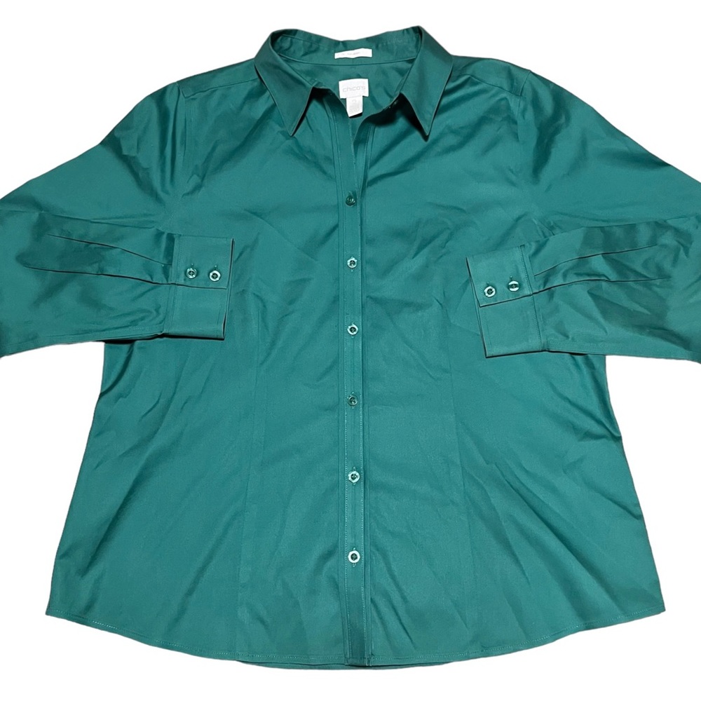 Chico’s 2X green no-iron button down blouse